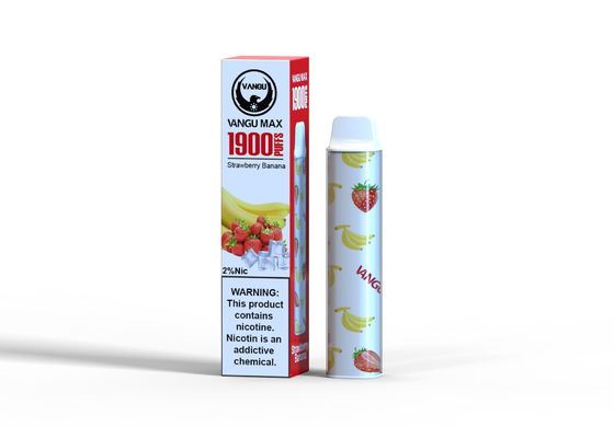 Strawberry Banana Slim Battery Vape Pen 1900 Puffs 950mah Healthy E Cig