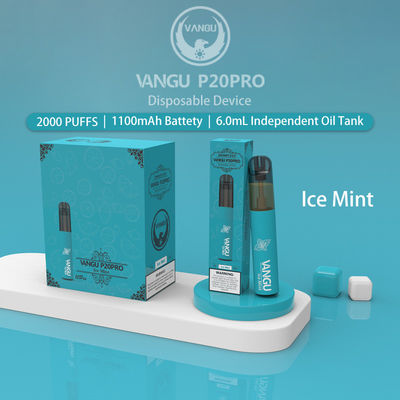 Lightweight 3.3V Flavored Vaporizer Pen 2000 puffs Visible Tank Mesh Coil